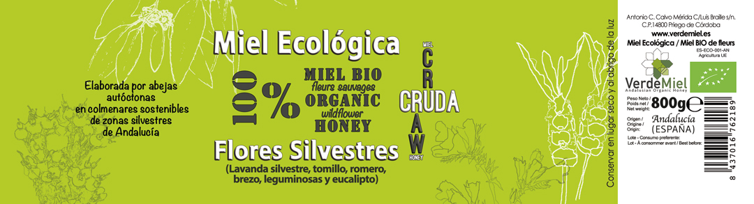 Etiqueta de la Miel ecológica VerdeMiel